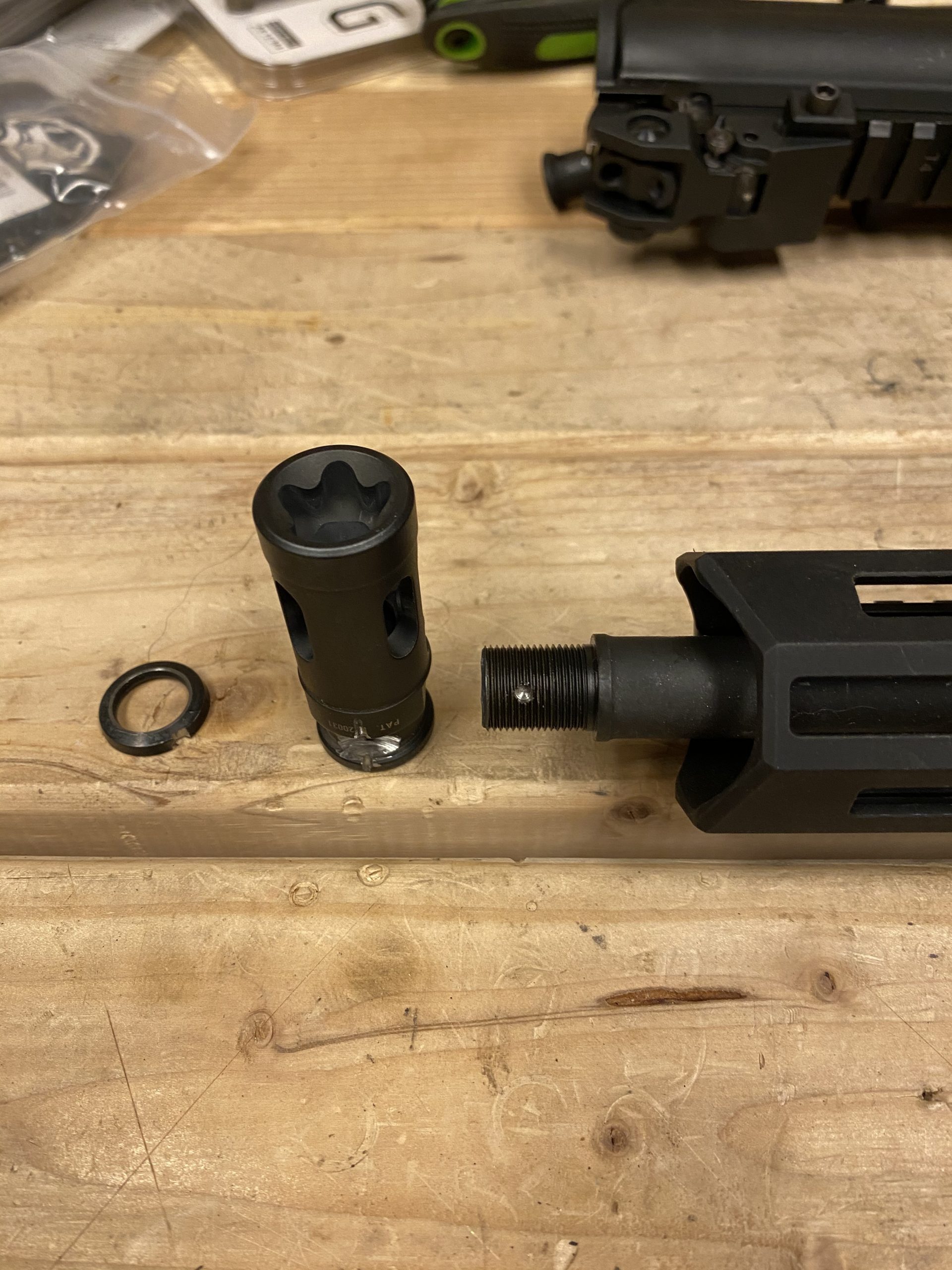 Removal of pinned muzzle device Pew Stuff